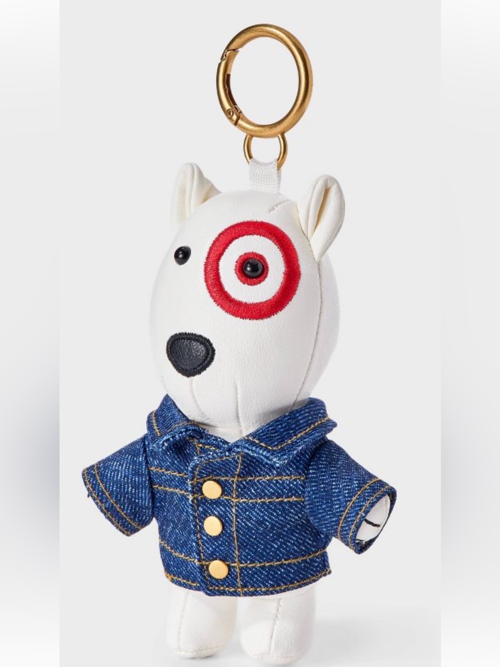 Target Bullseye Dog Plush Keychain Denim Jacket NWT